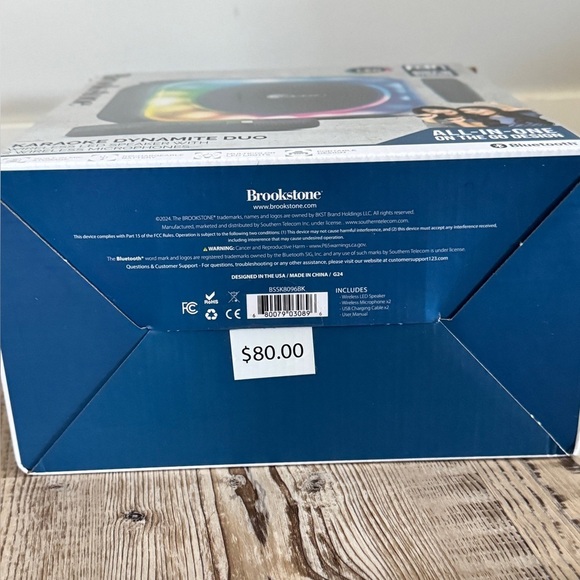 Brookstone Karaoke Dynamite Duo Wireless Led Speaker With 2 Wireless Microphones - Picture 9 of 13